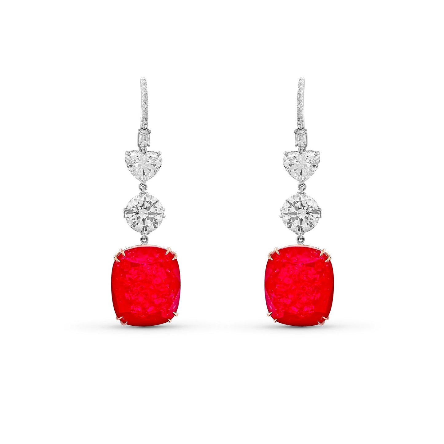 10.75 TW 60.81 Ruby Cl Stone Diamond Earrings