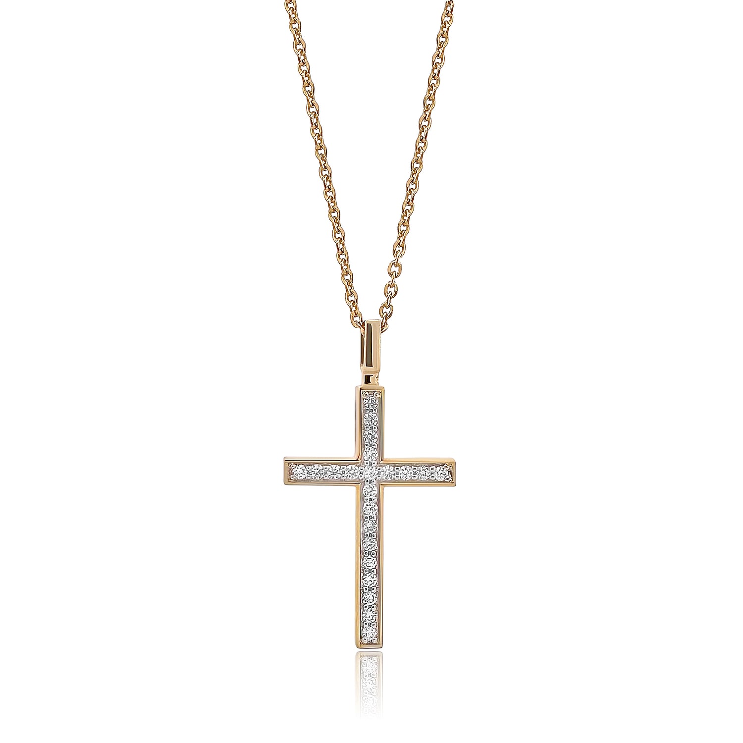 silver & gold cross diamond pendant