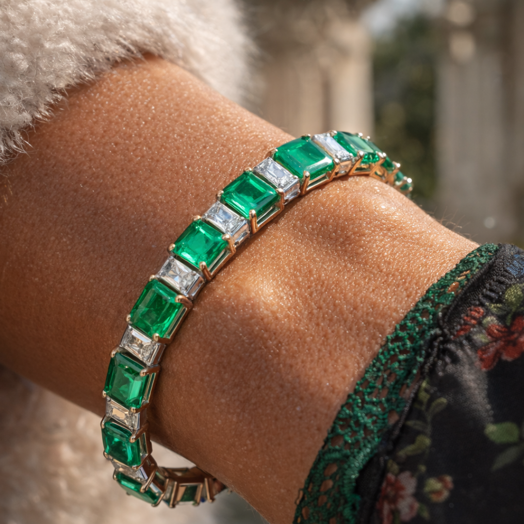 Emerald Royale Alternating Diamond Bracelet