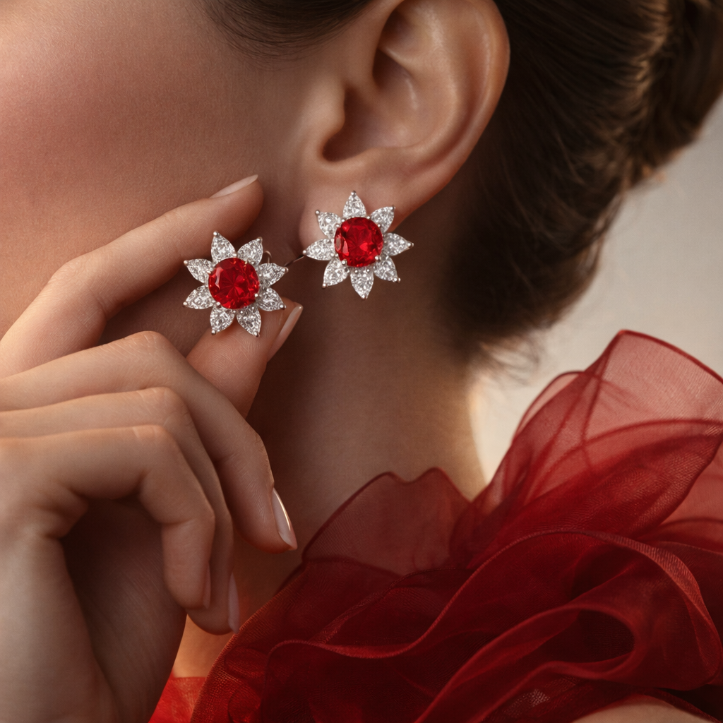 Crimson Soleil Diamond Studs