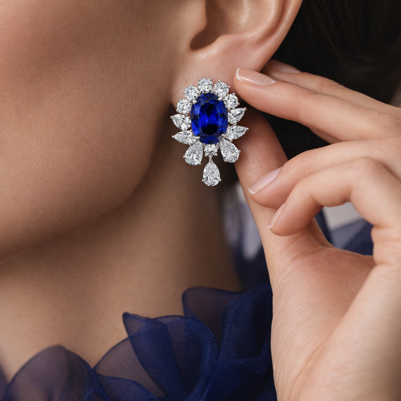Midnight Sapphire Fleur Earrings – Midnight Sapphire Fleur Earrings