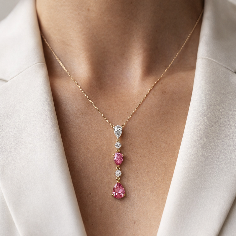 Blush Cascade Diamond Drop Pendant – Blush Cascade Diamond Drop Pendant
