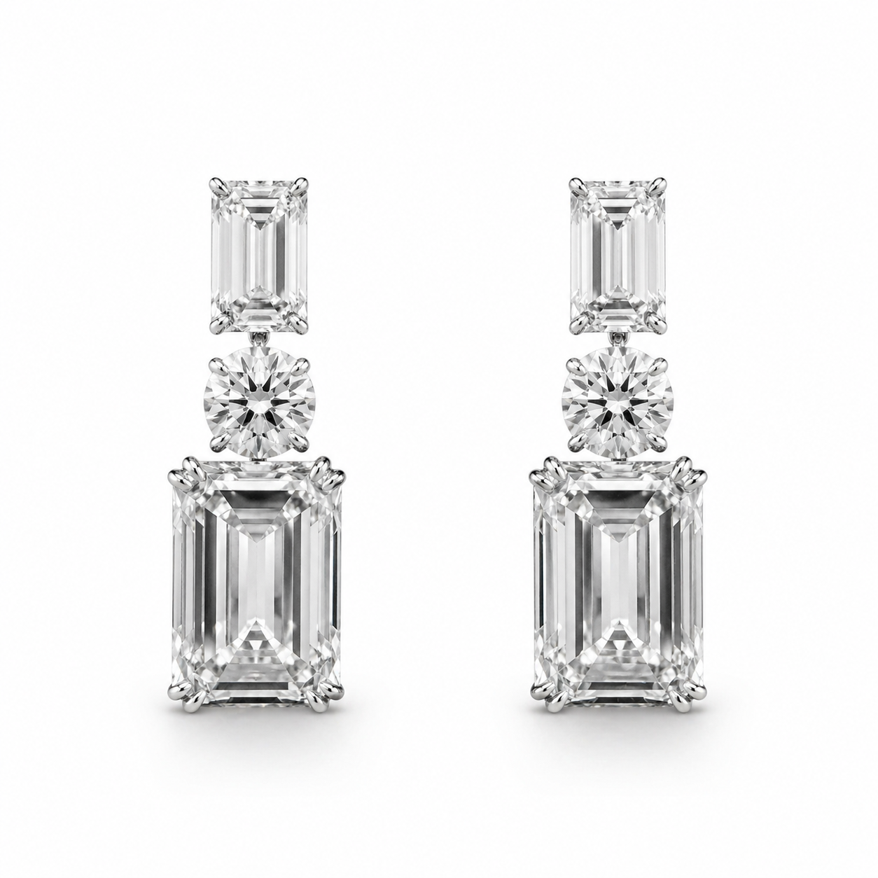 Emerald Cascade Diamond Earrings