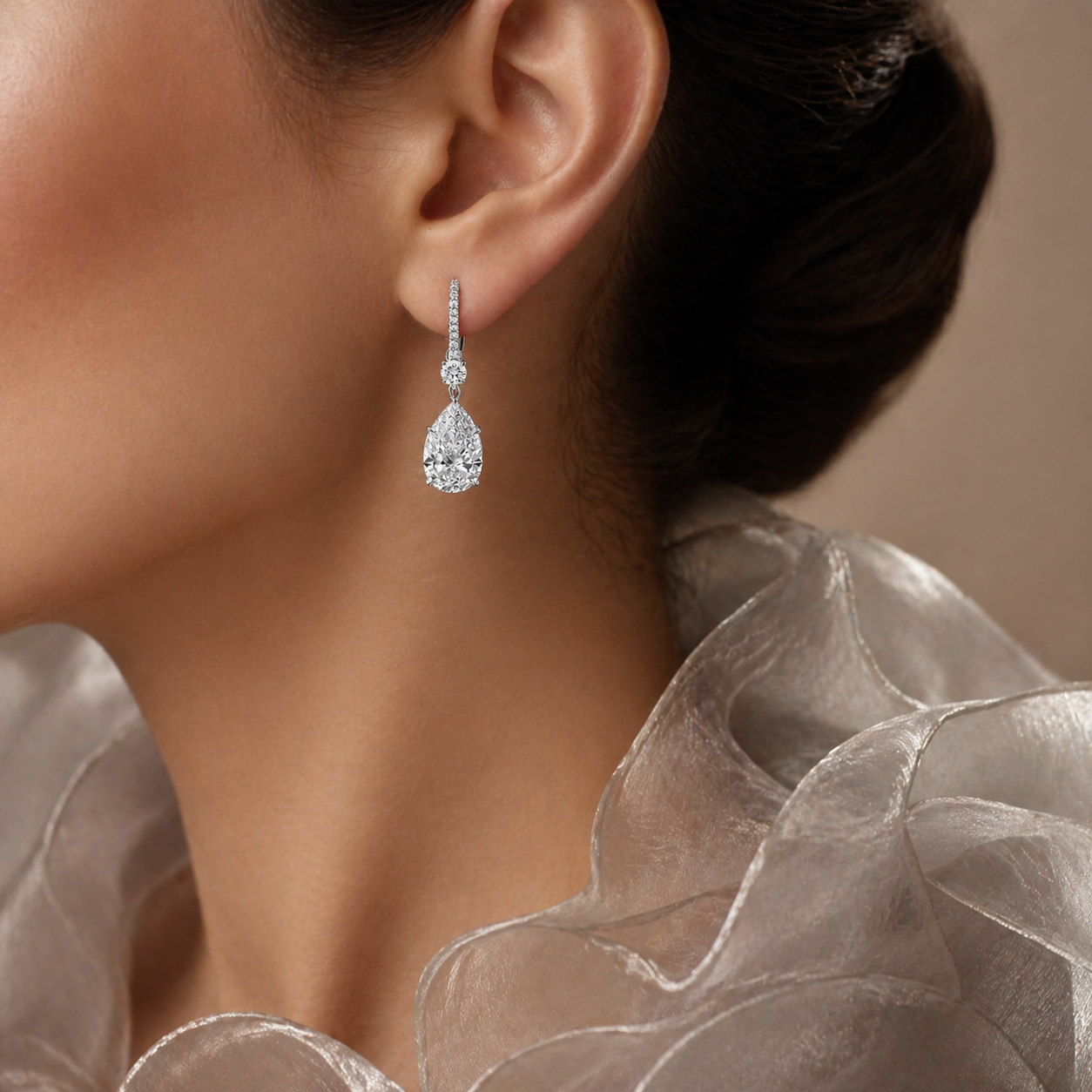 Eternal Poise Pear Cut Diamond Earring