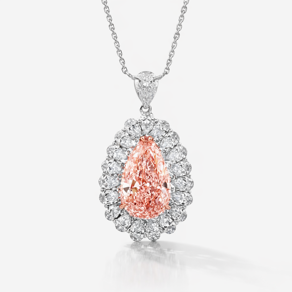 Blush Radiance Pear Halo Pendant