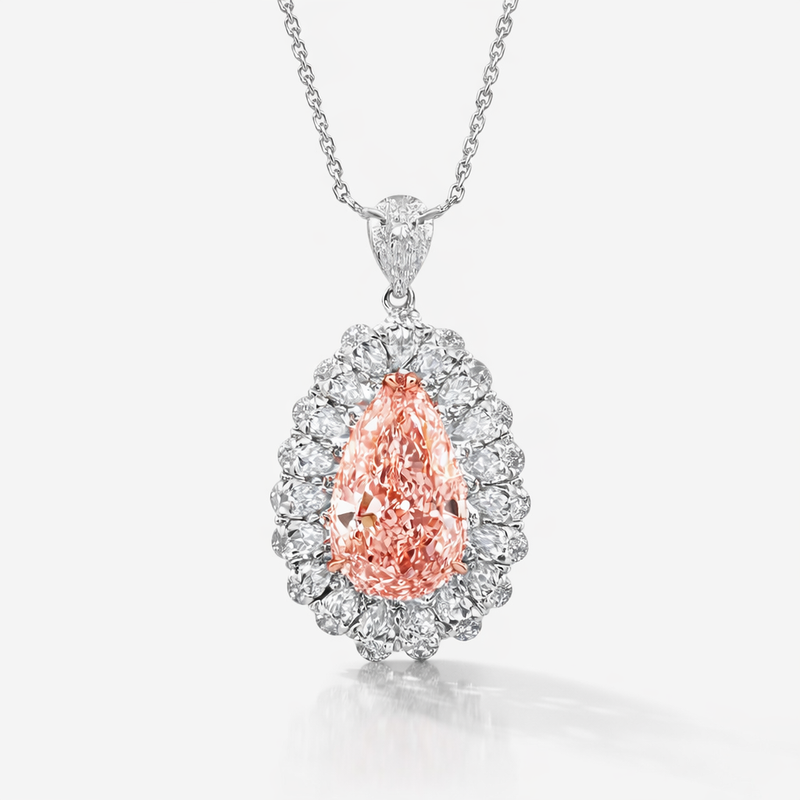 Blush Radiance Pear Halo Pendant – Blush Radiance Pear Halo Pendant