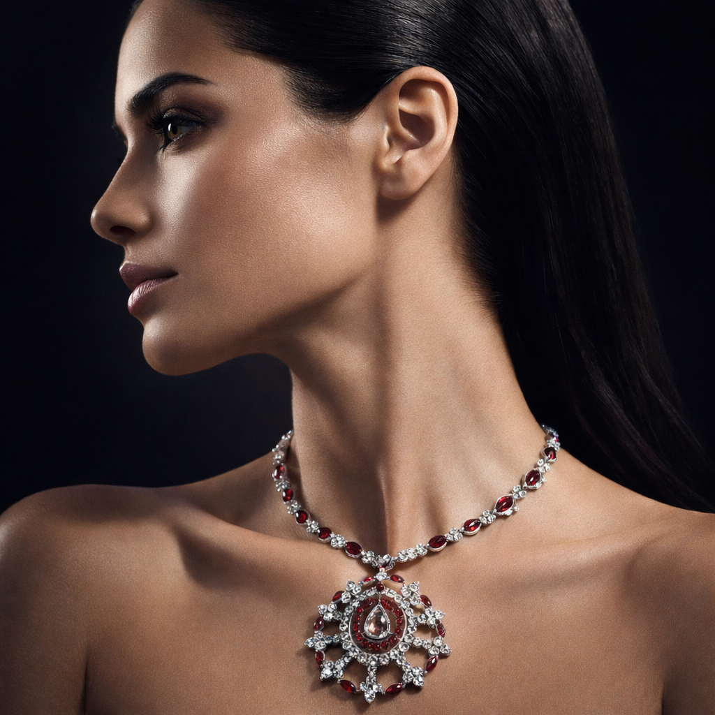 Ruby & Diamond Medallion Necklace