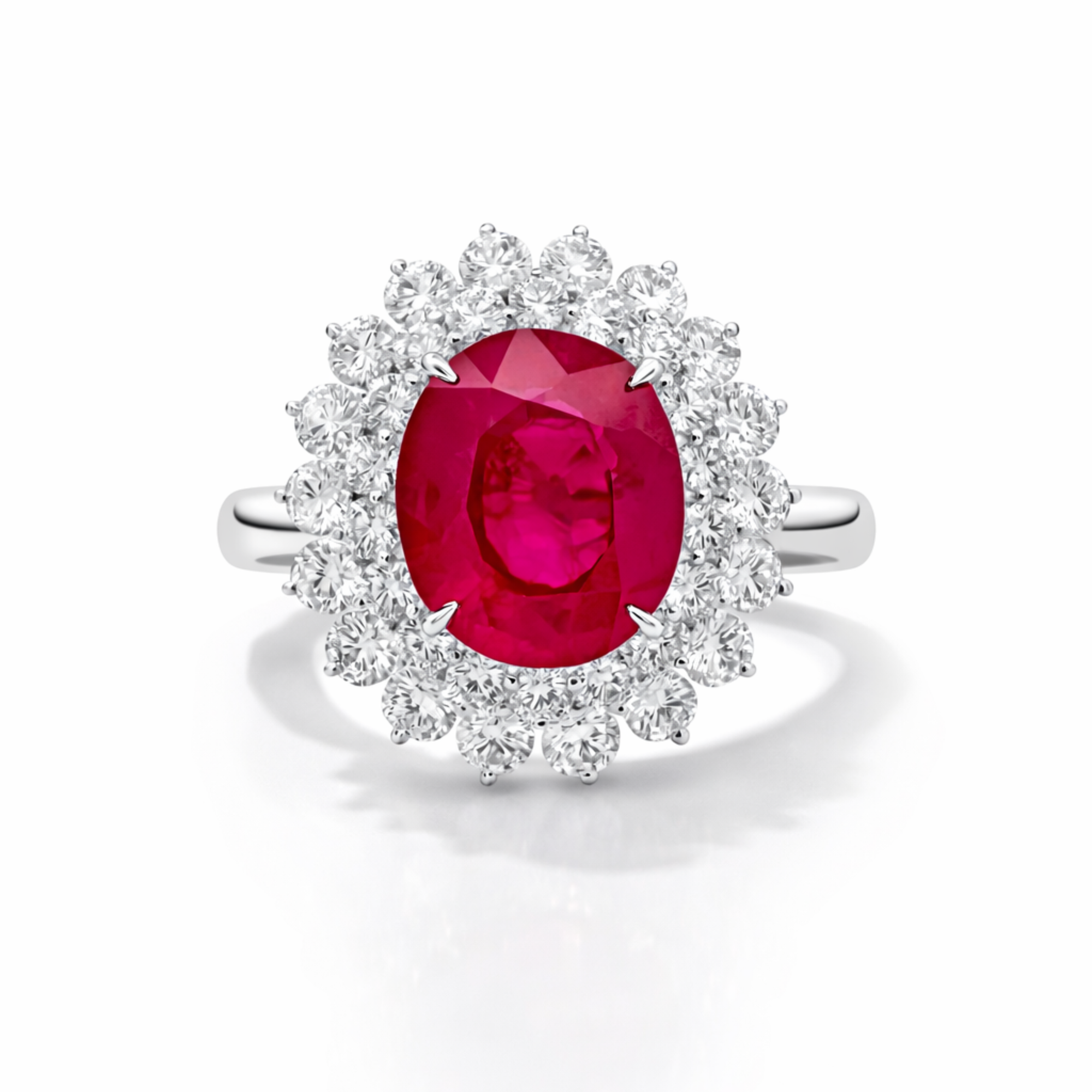 Imperial Ruby Diamond Halo Ring
