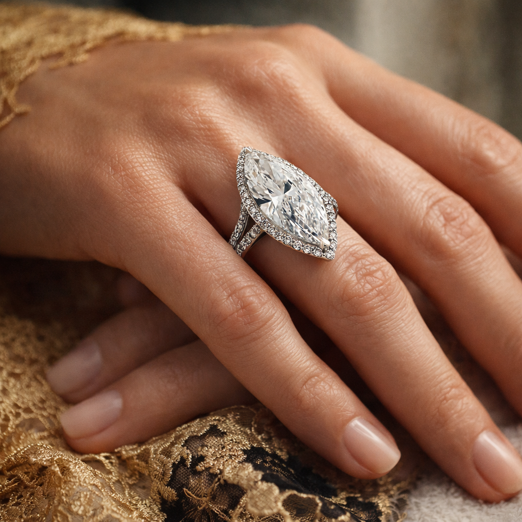 Ethereal Marquise Halo Diamond Ring