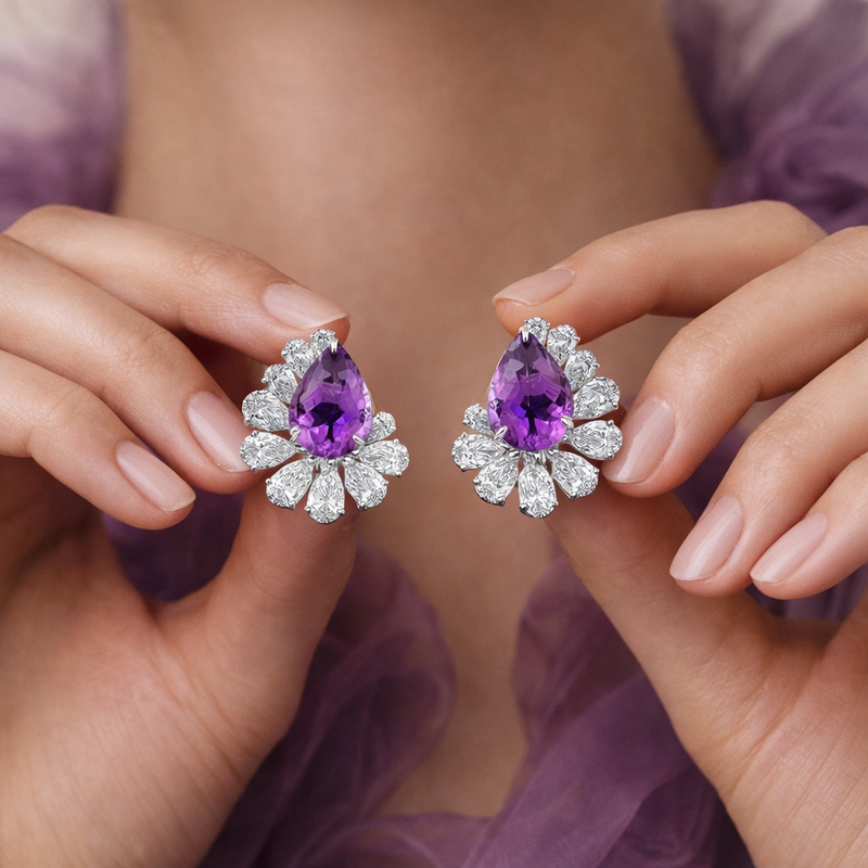 Amethyst Éclat Diamond Earrings – Amethyst Éclat Diamond Earrings