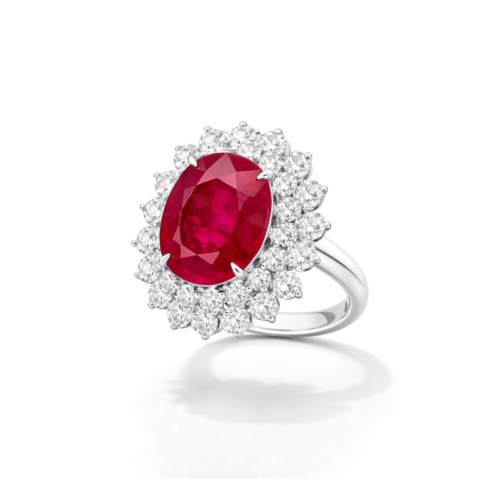 Imperial Ruby Diamond Halo Ring