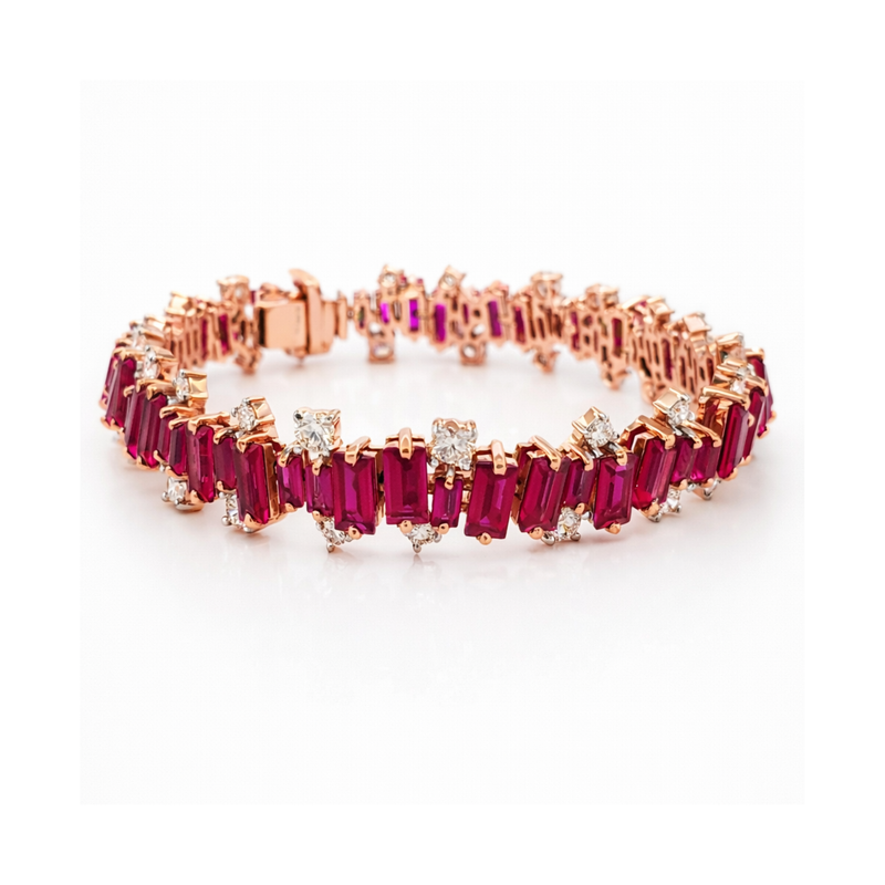 Imperial red stone & Diamond Couture Bracelet – Imperial red stone & Diamond Couture Bracelet