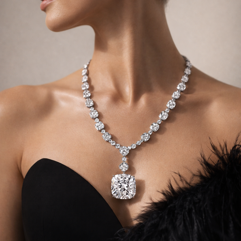 The Majestic Cushion Diamond Necklace – The Majestic Cushion Diamond Necklace