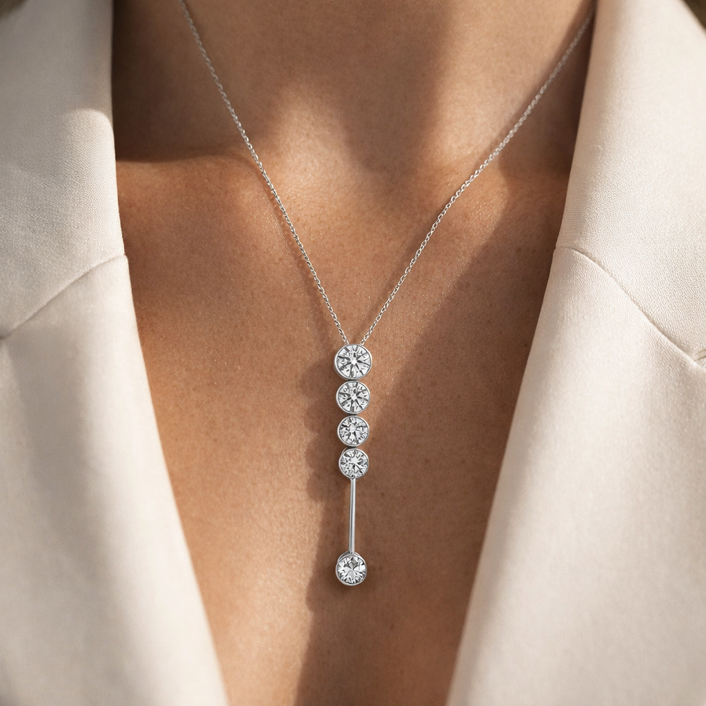Linear Radiance Diamond Drop Pendant
