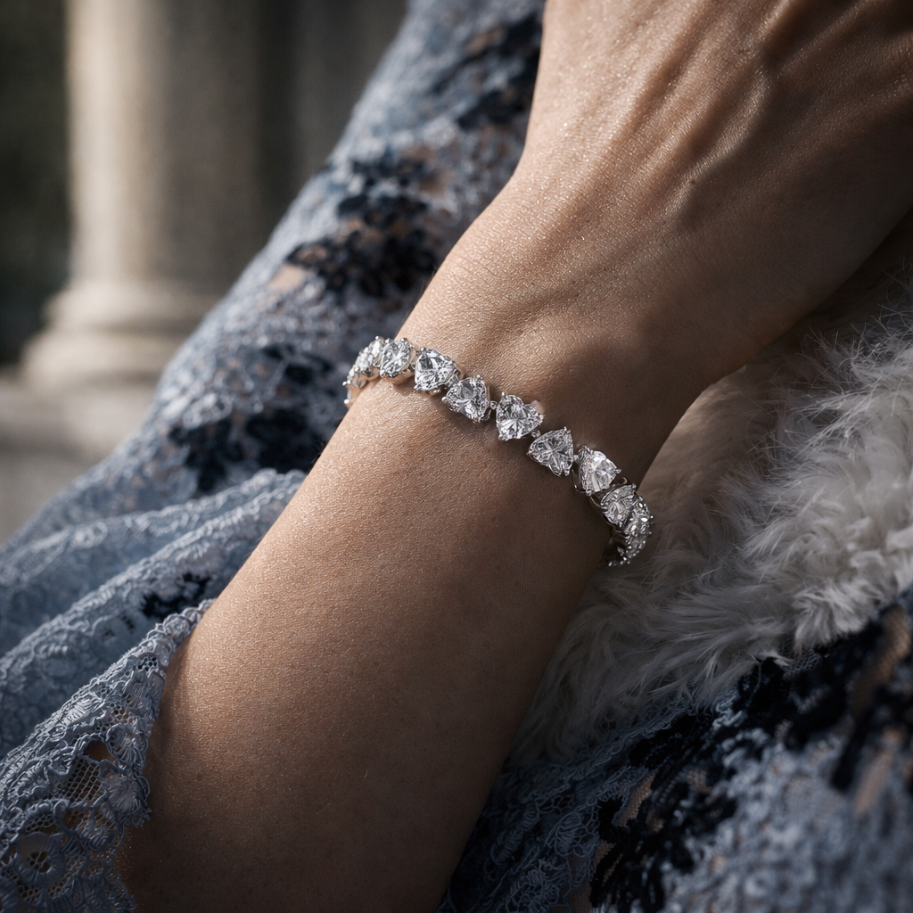 Eternal Amour Diamond Heart Tennis Bracelet