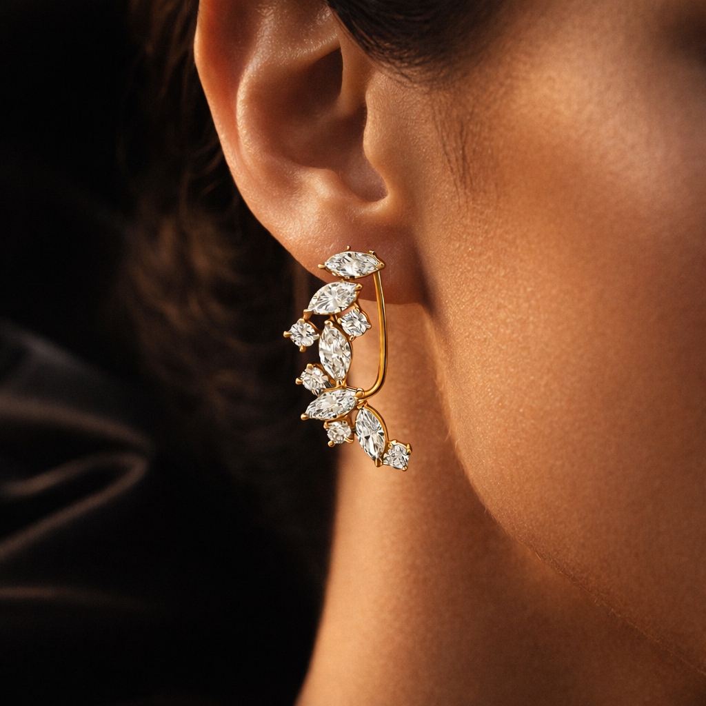 Celestia Marquise Diamond Ear Climbers