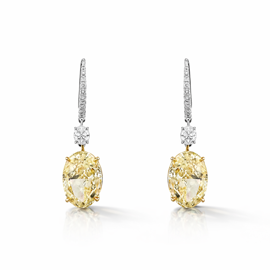 Fancy Vivid Yellow Diamond Drop Earrings