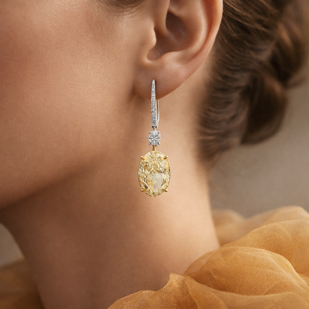 Fancy Vivid Yellow Diamond Drop Earrings