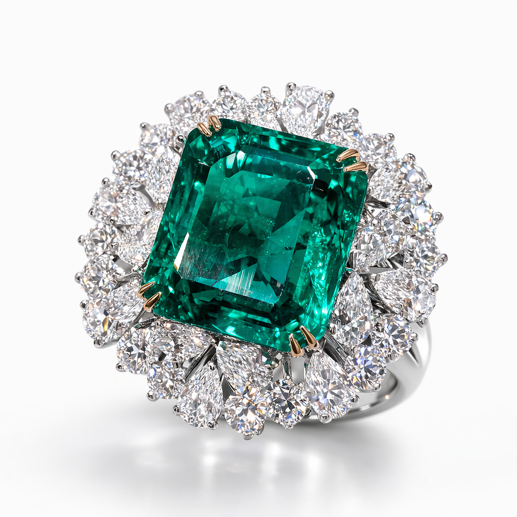 The Imperial Emerald Halo Ring