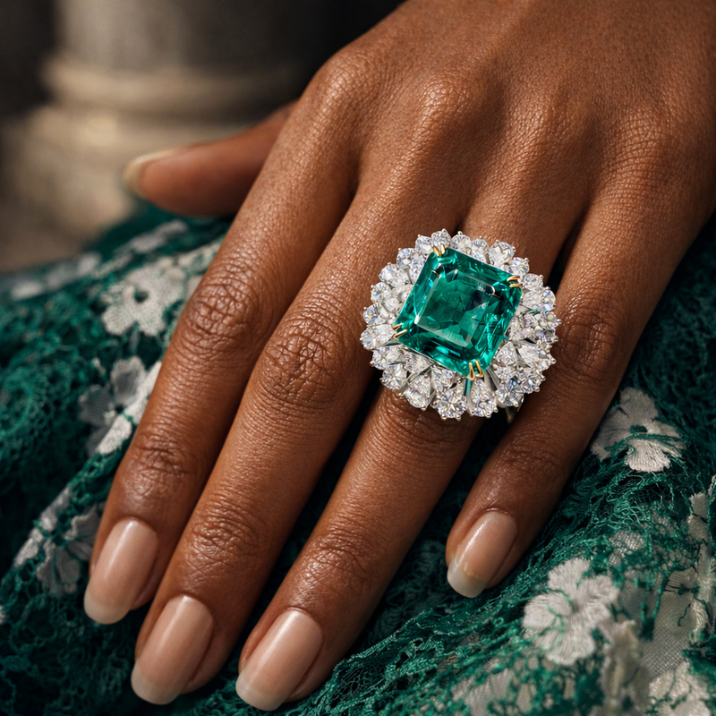 The Imperial Emerald Halo Ring – The Imperial Emerald Halo Ring