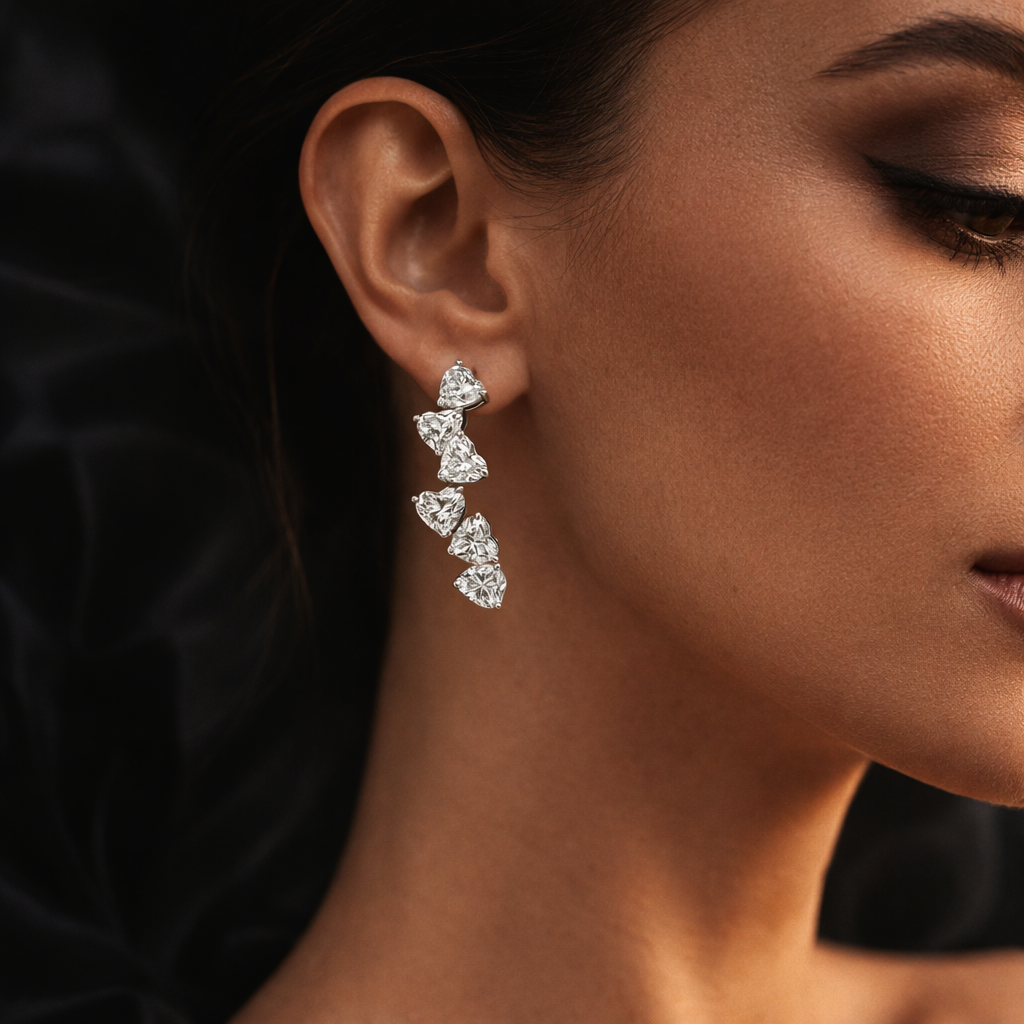 Cascade of Hearts Diamond Earrings