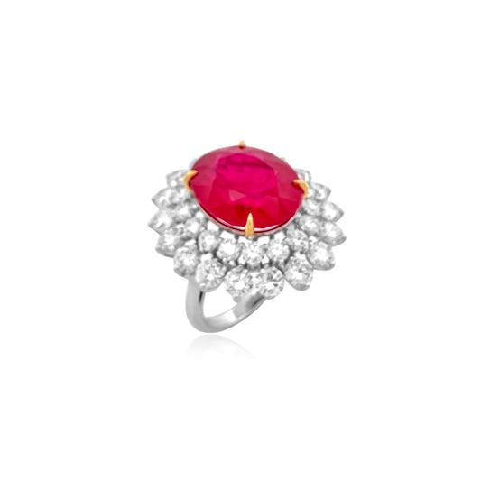 3.94 TW 11.21 Ruby Cl Stone Diamond Ring