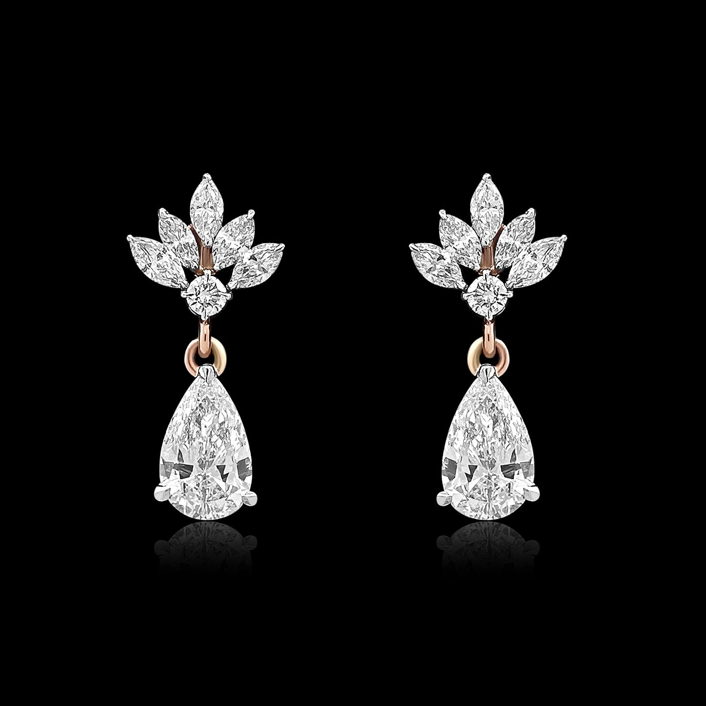 Marquise Diamond Floral Drop Earrings