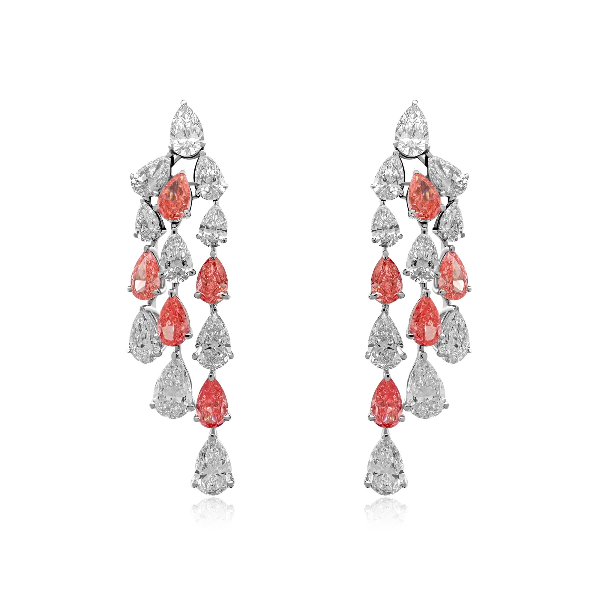 Vivid Pink Fancy Diamond Chandelier Earrings