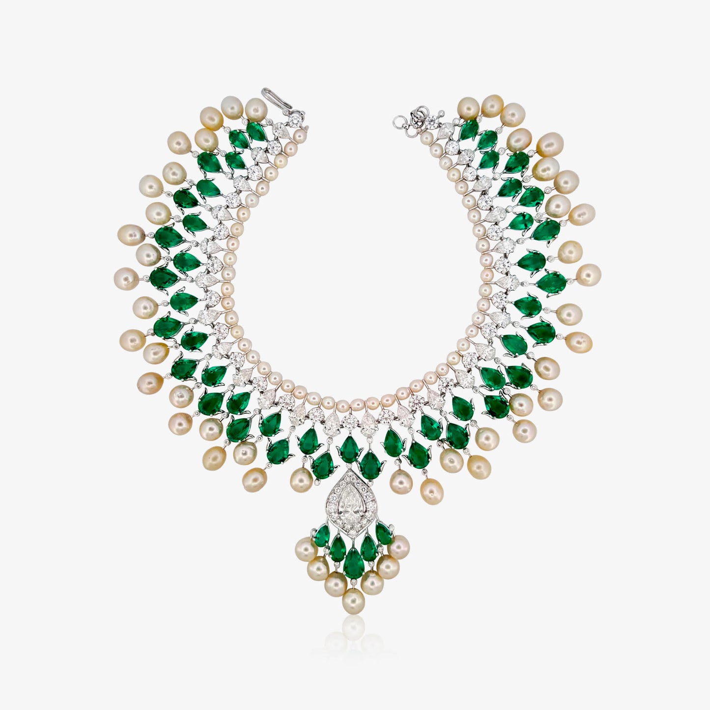The Verdant Majesty of the Emerald and Pearl Necklace