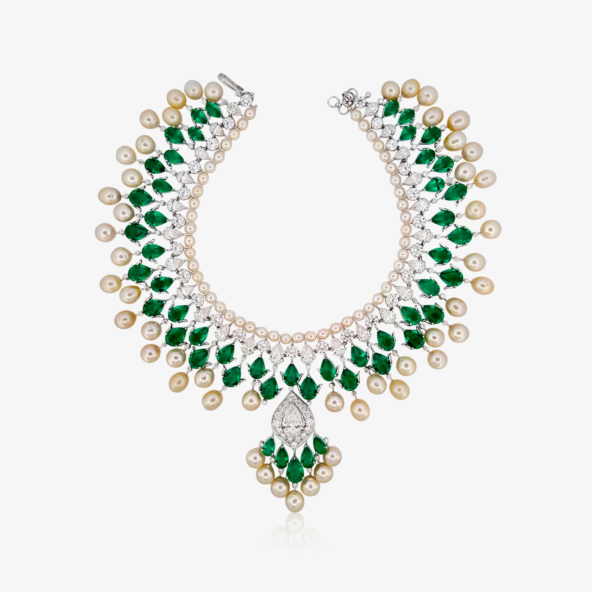 The Verdant Majesty of the Emerald and Pearl Necklace