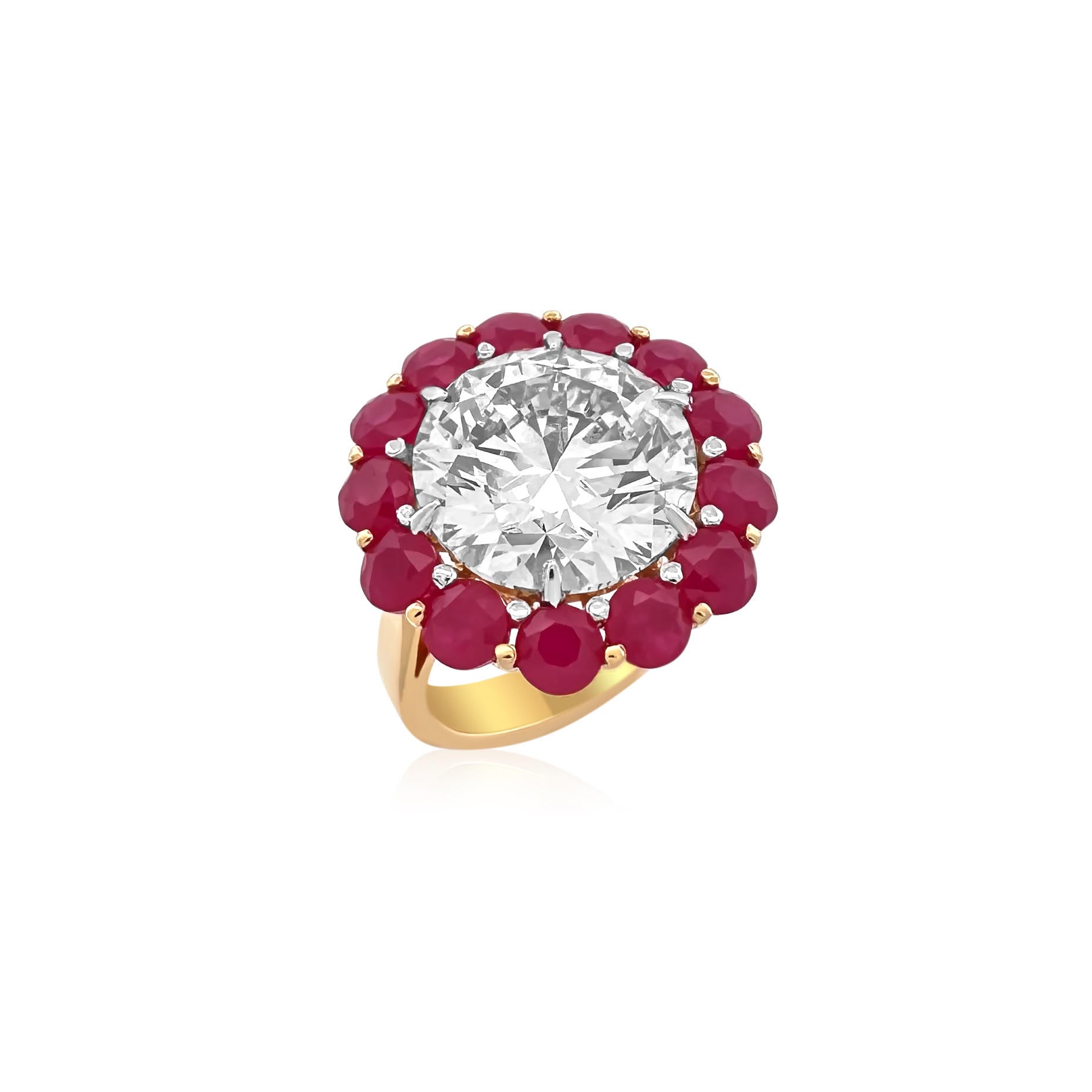 The Eternal Halo Ring in Radiant Ruby and Brilliant Diamond