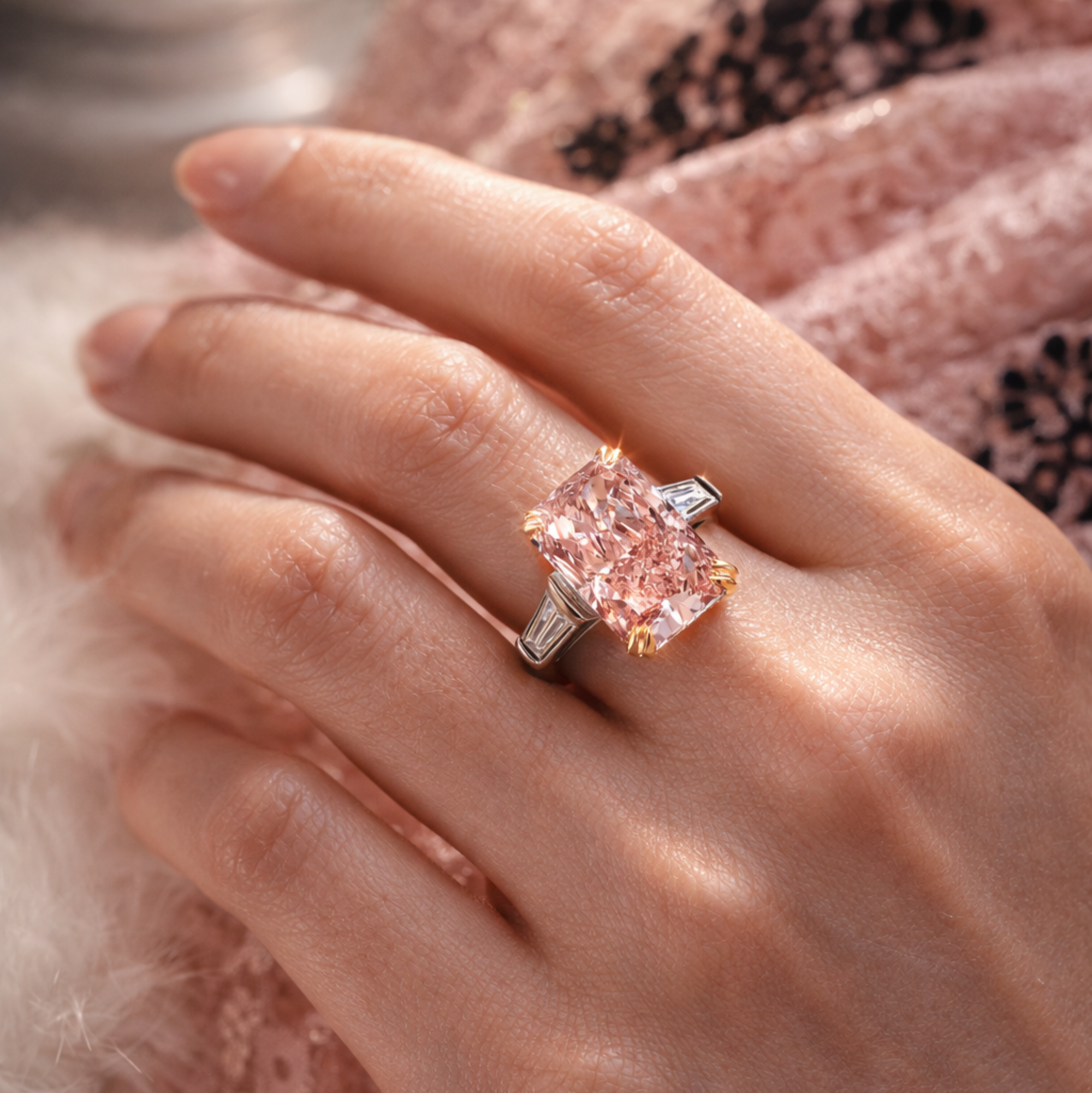 Blush Radiance Emerald-Cut Pink Diamond Ring